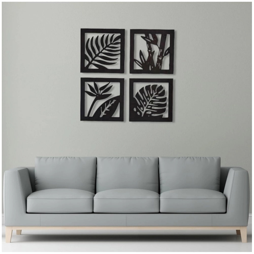 7 Decore Wooden 4 Pieces Square Tree Leaf Wall — Big Size