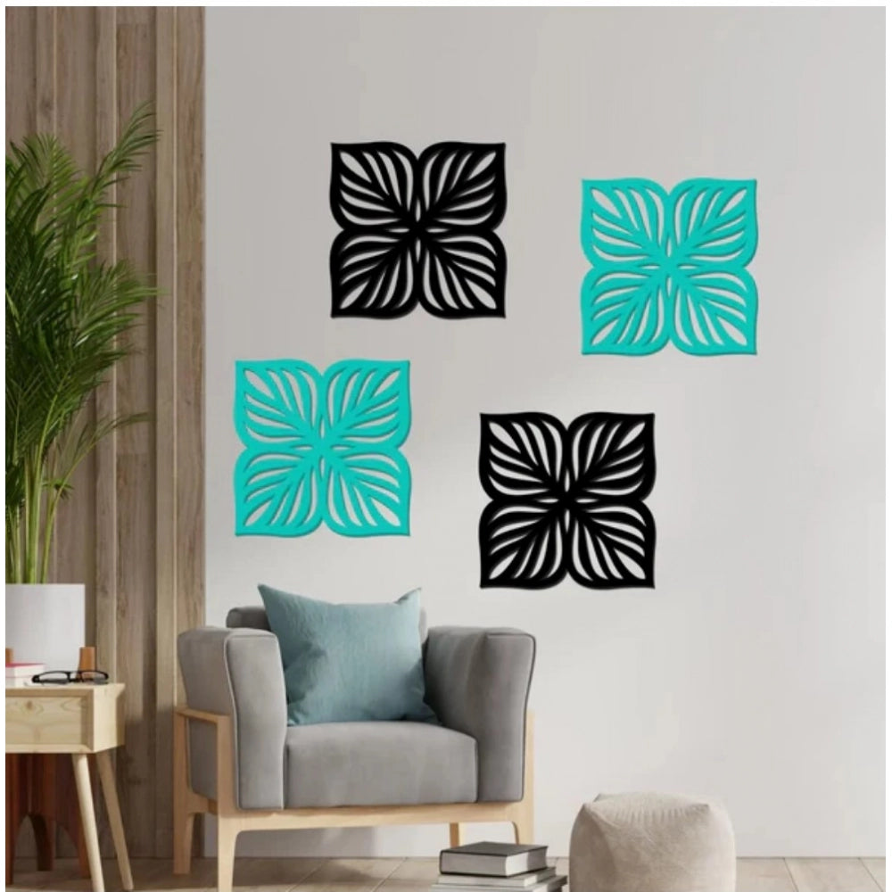 Flowers Design Wooden Wall Decor – Set Of 4