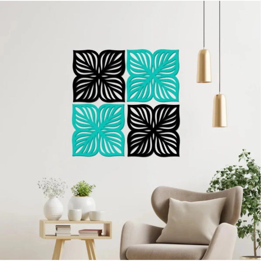 Flowers Design Wooden Wall Decor – Set Of 4