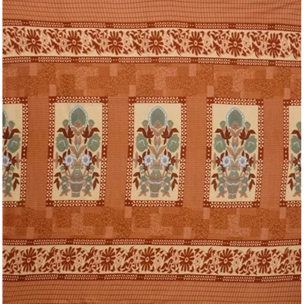 Fleece Floral Printed Double Polar Warm Bedsheet — Orange