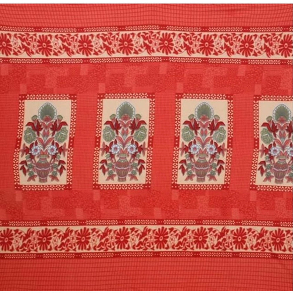 Fleece Floral Printed Double Polar Warm Bedsheet — Red