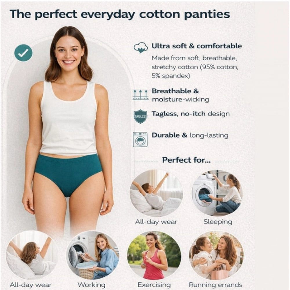 Pack Of_12 Women's Cotton Solid Hipster Panty