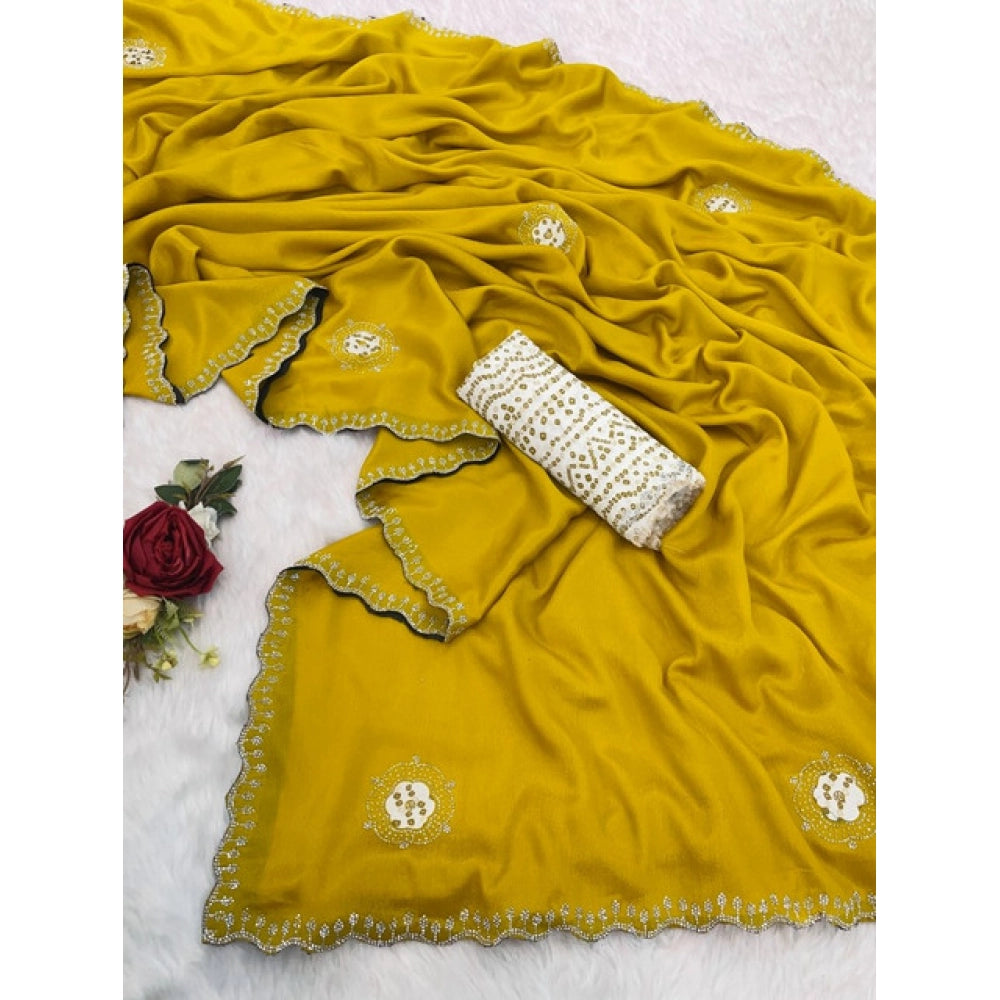 Women's Chiffon Butti Dotted Saree — Yellow · _Ylw