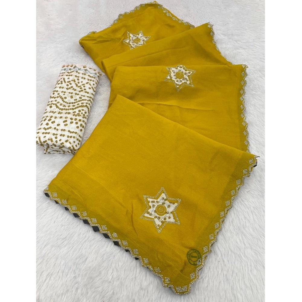 Women's Chiffon Butti Dotted Saree — Yellow · _Ylw