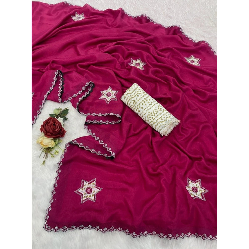 Women's Chiffon Butti Dotted Saree — Pink · _Pnk