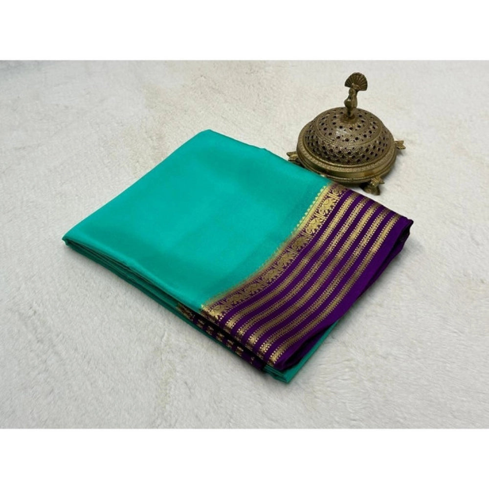 Women's Crepe Chit Pallu Solid Saree — Sky Blue · 1029