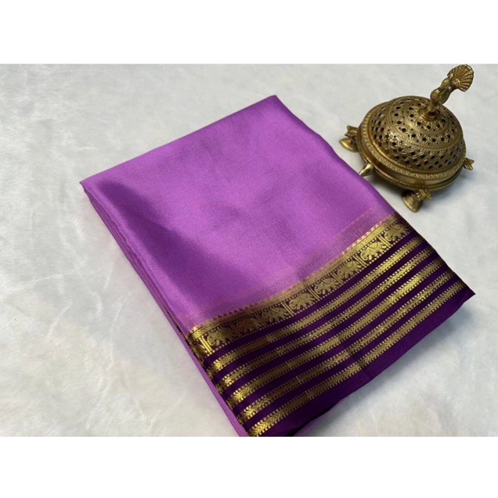 Women's Crepe Chit Pallu Solid Saree — Dark Purple · 1033