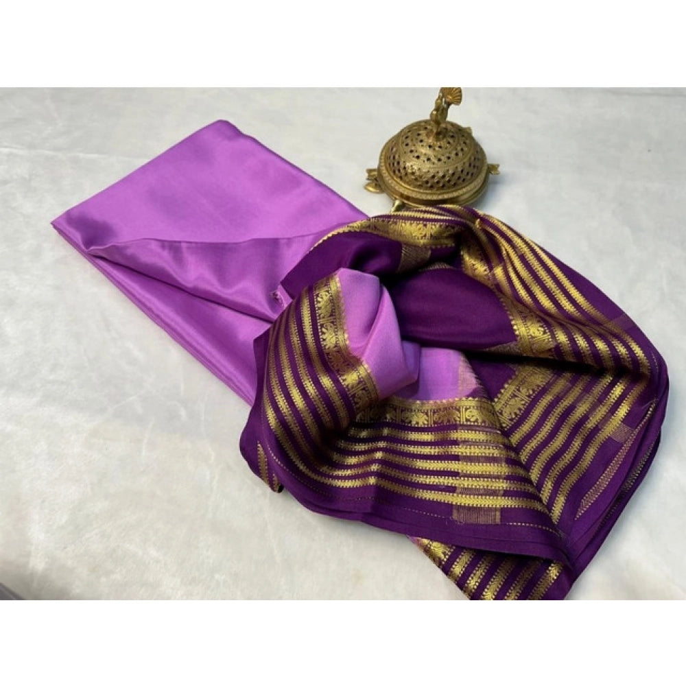 Women's Crepe Chit Pallu Solid Saree — Dark Purple · 1033