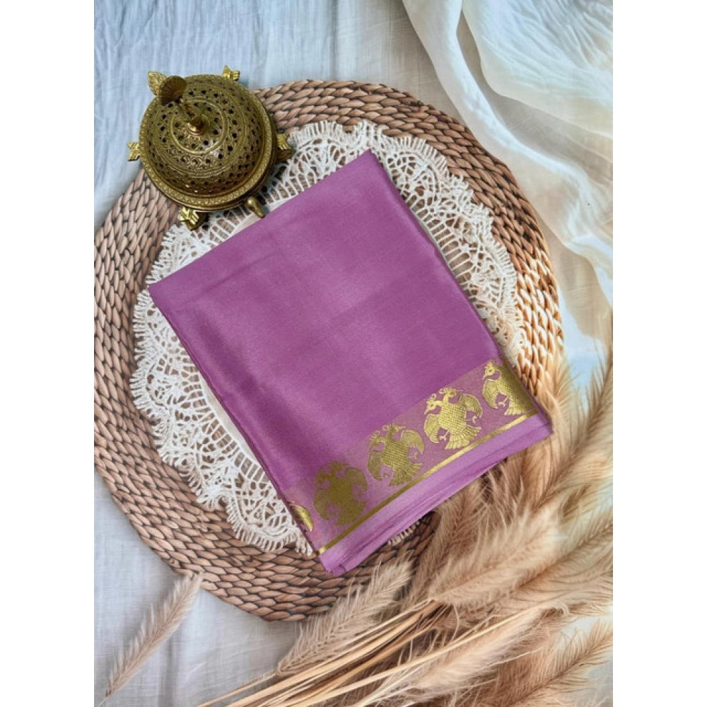Women's Crepe Chit Pallu Solid Saree — Pink · 1049