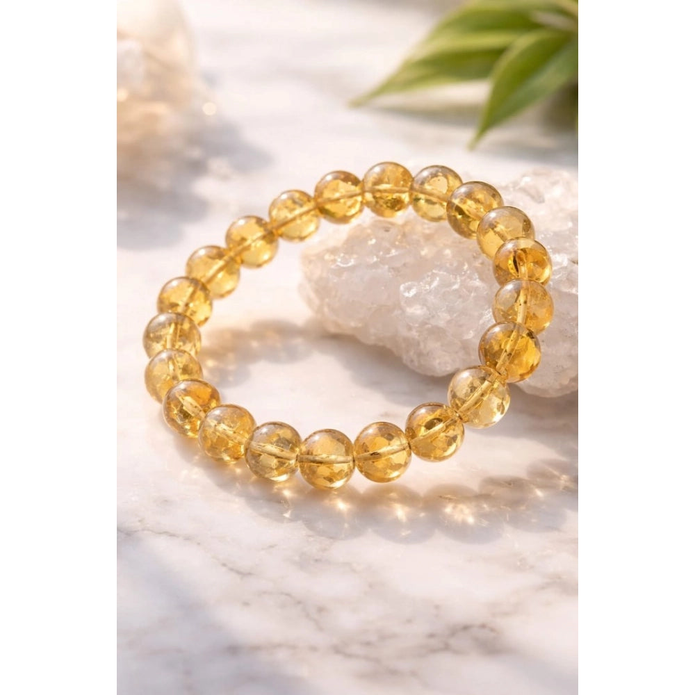 Natural Crystal 8Mm Citrine Bracelet — Yellow