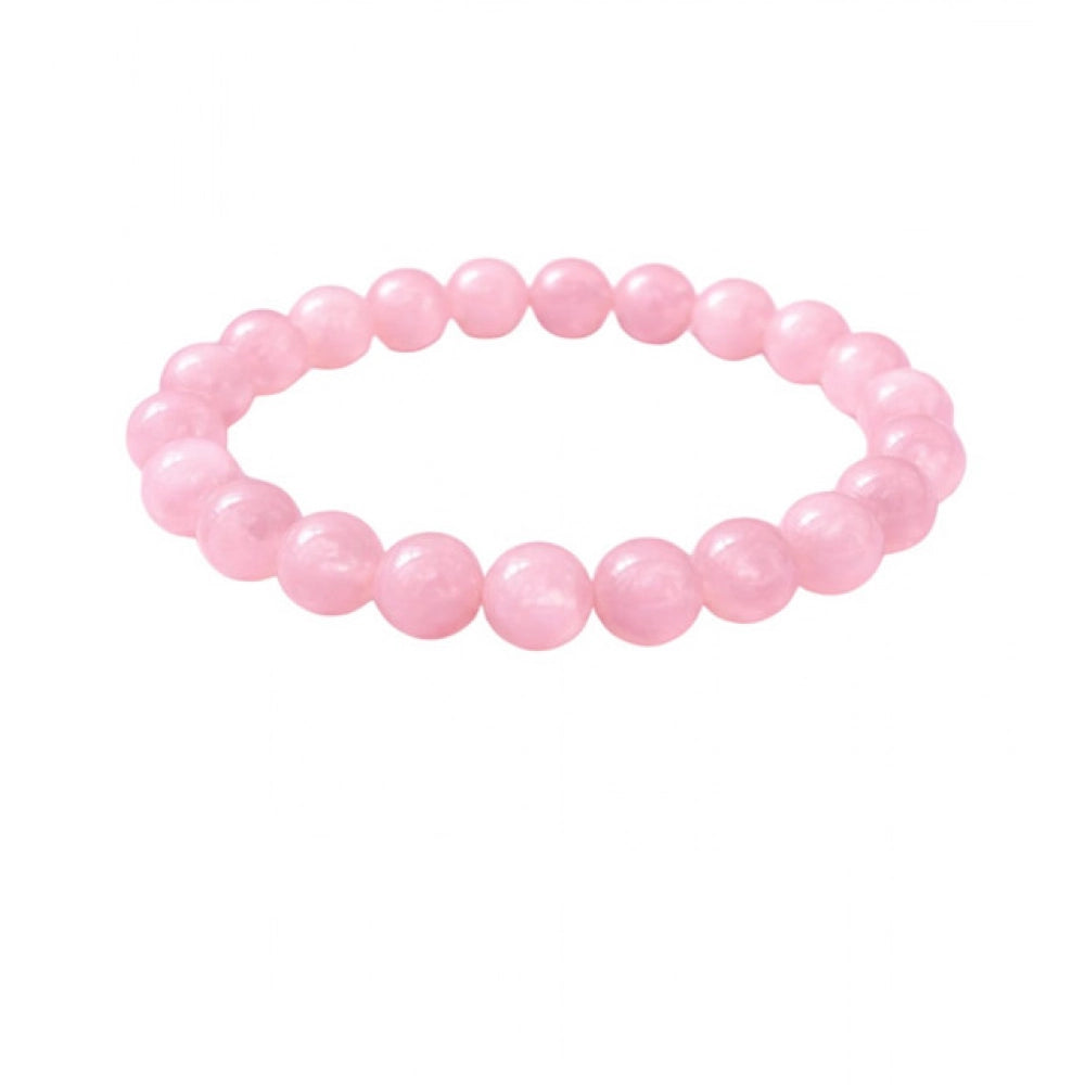 Natural Crystal 8Mm Rose Quartz Bracelet — Light Pink