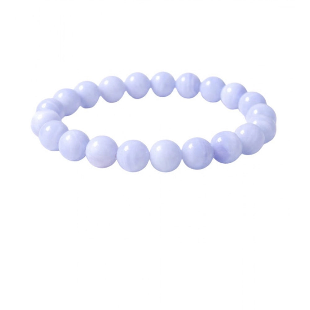 Natural Crystal 8Mm Bluelace Agate Bracelet — Light Blue