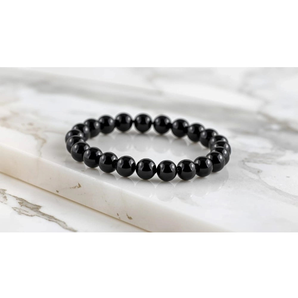 Natural Crystal 8Mm Black Tourmaline Bracelet — Black