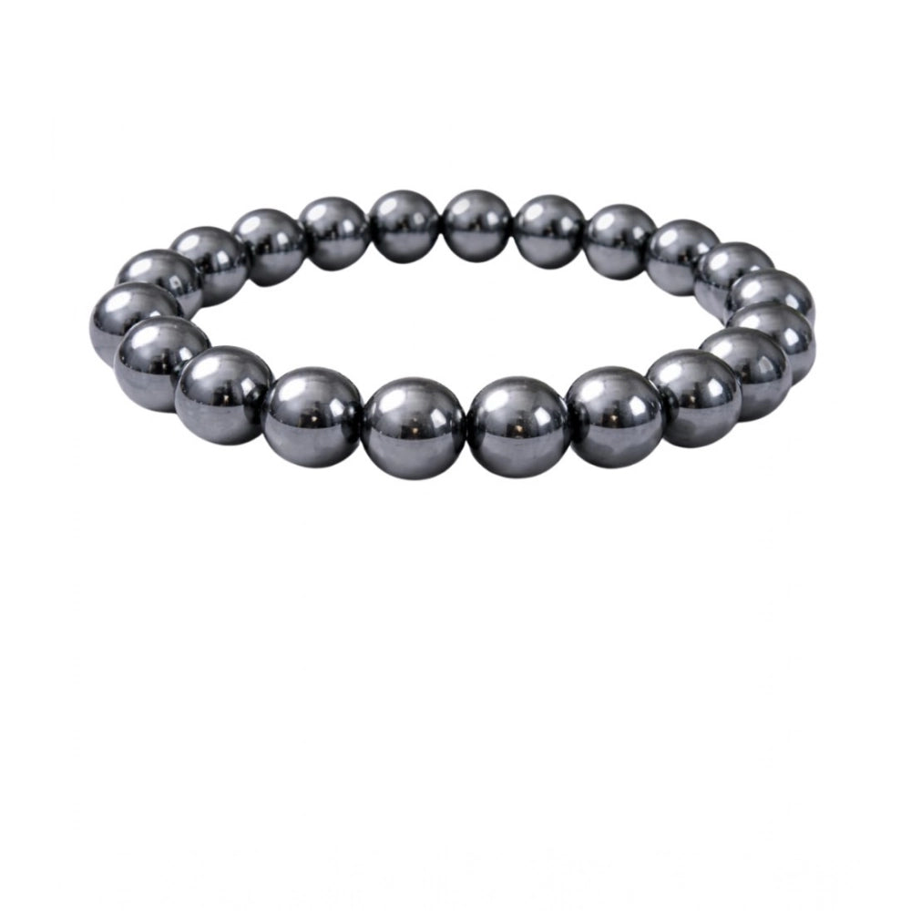 Natural Crystal 8Mm Hematite Bracelet — Grey