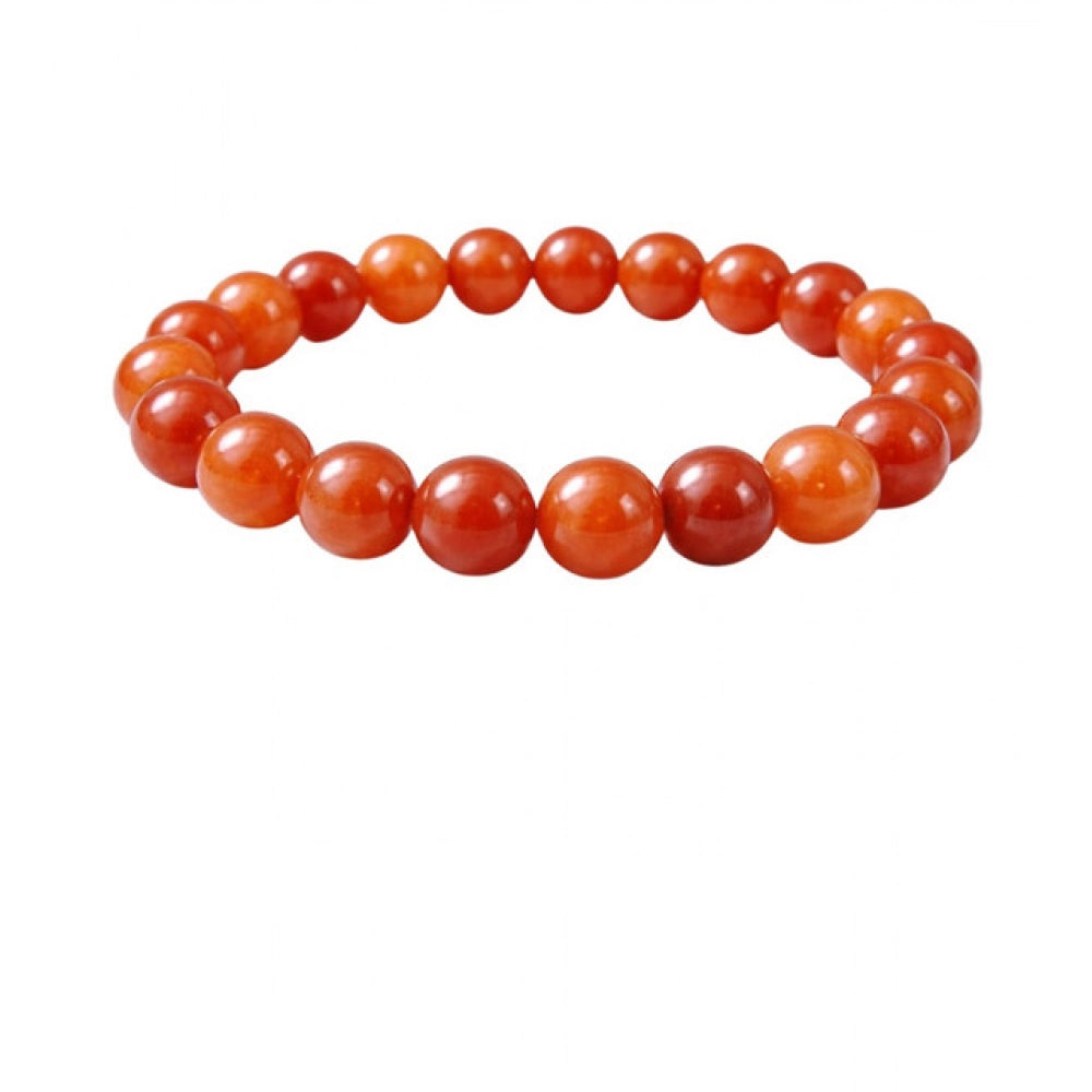 Natural Crystal 8Mm Carnelian Bracelet — Red