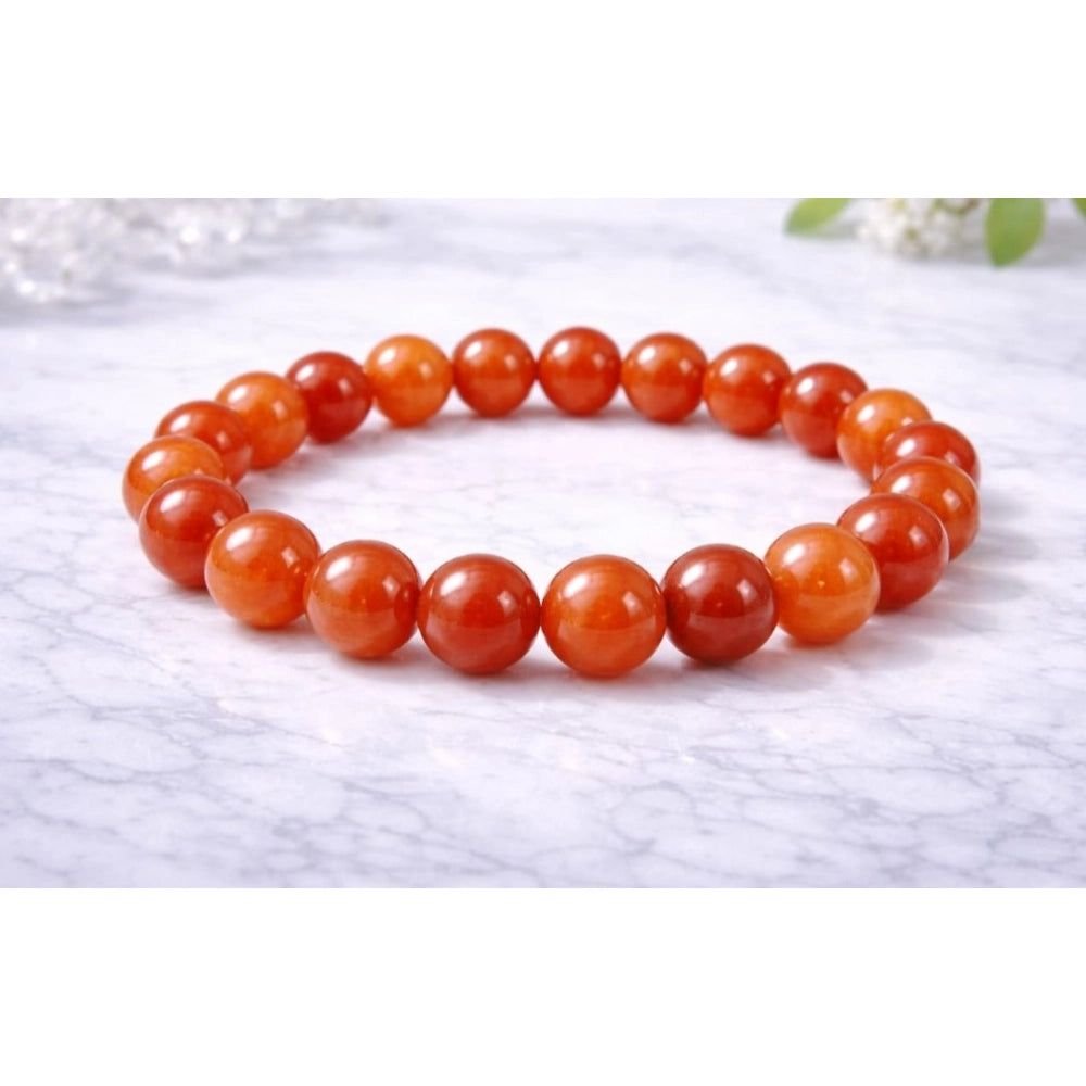 Natural Crystal 8Mm Carnelian Bracelet — Red