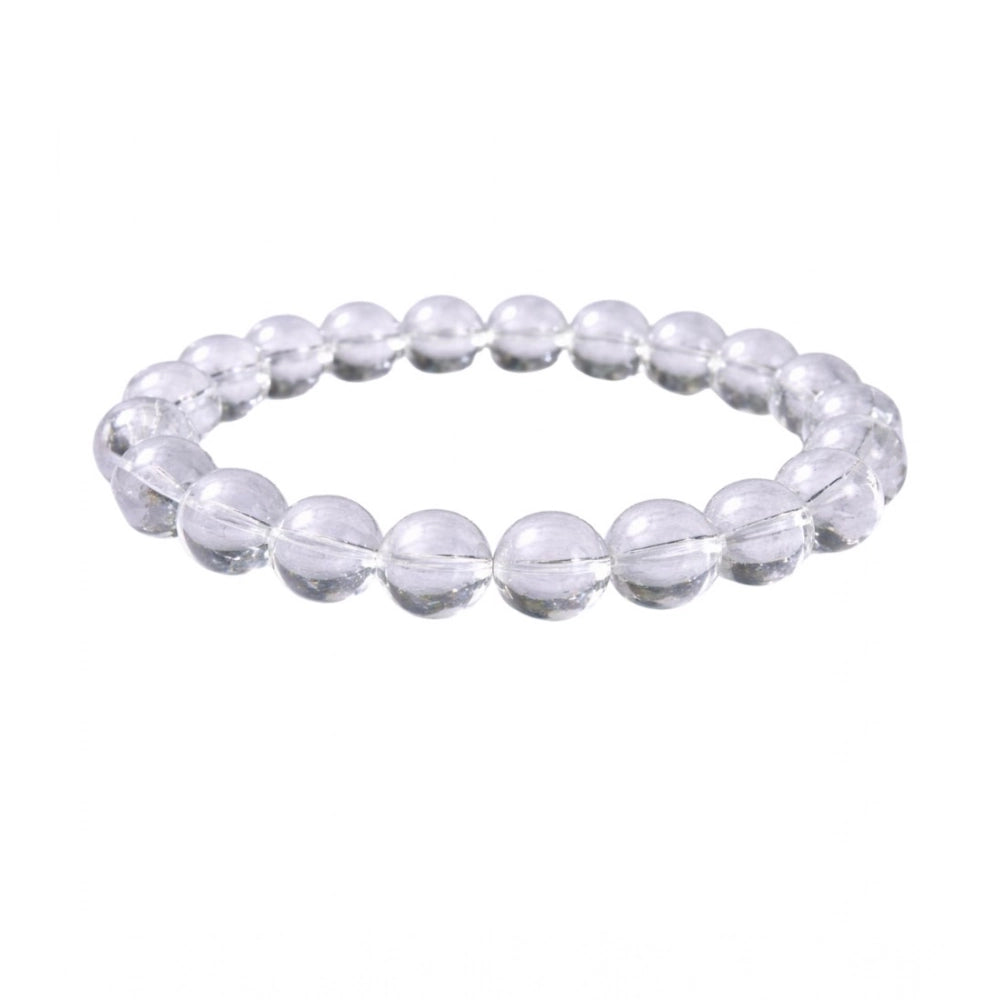 Natural Crystal 8Mm Clear Quartz Bracelet — White