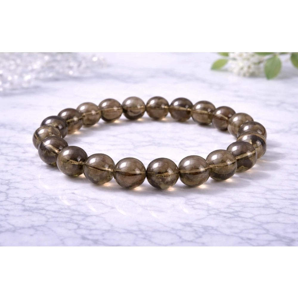 Natural Crystal 8Mm Smoky Quartz Bracelet — Brown