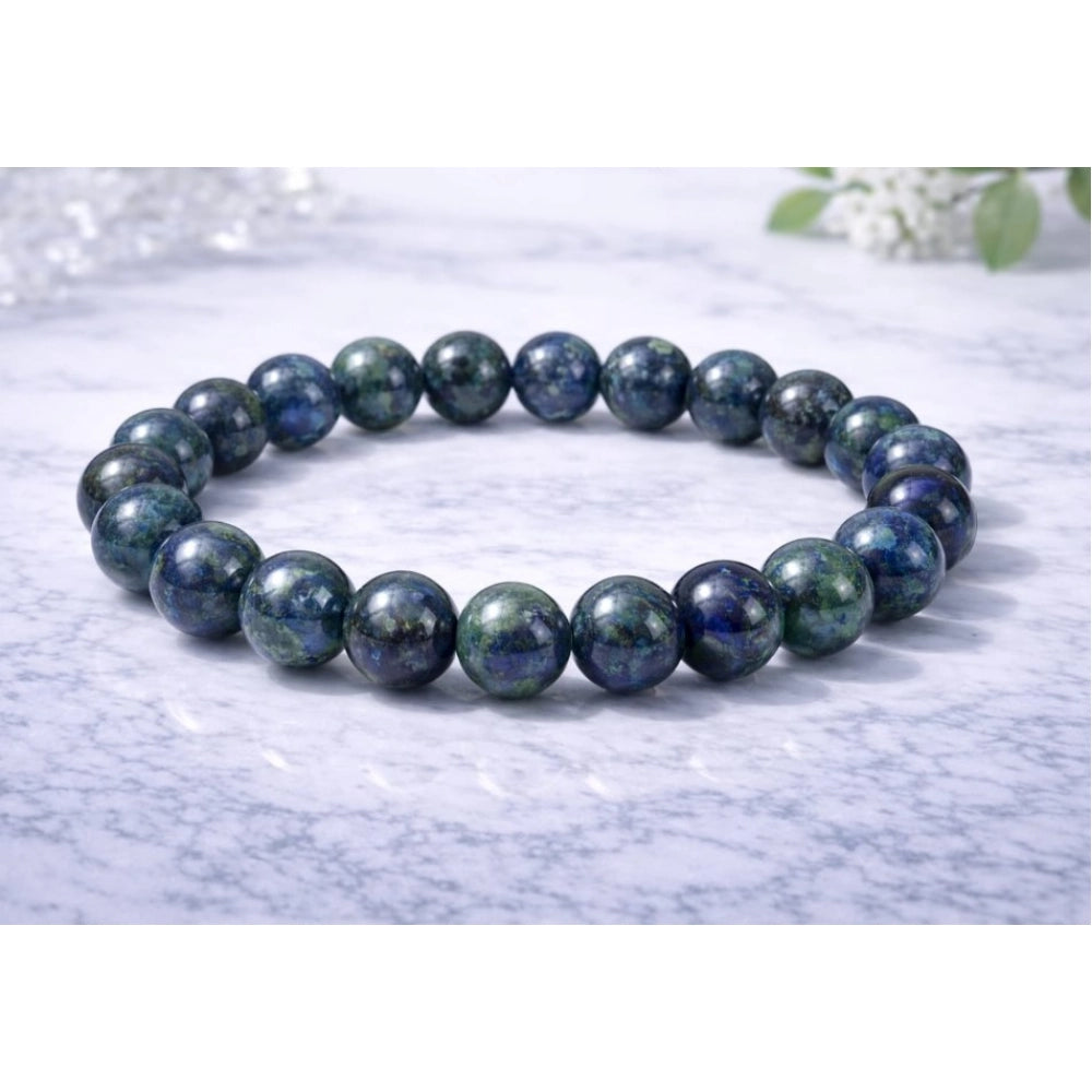 Natural Crystal 8Mm Azurite Bracelet — Dark Green