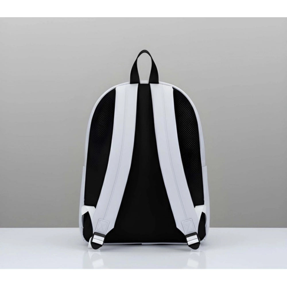 Unisex Pu Leather Solid Medium Zipper Backpack — Grey