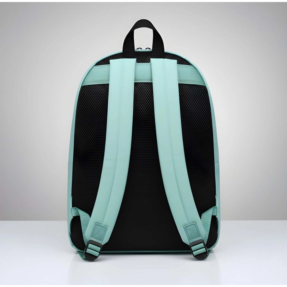 Unisex Pu Leather Solid Medium Zipper Backpack — Green