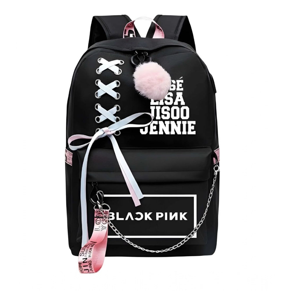 Unisex Pu Leather Solid Medium Zipper Backpack — Black · 2447