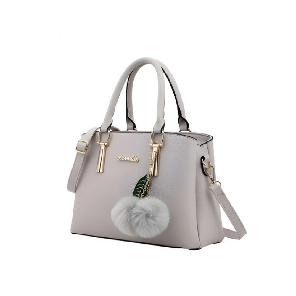 Women's Pu Leather Solid Shoulder Zipper Handbag — Grey · 1001