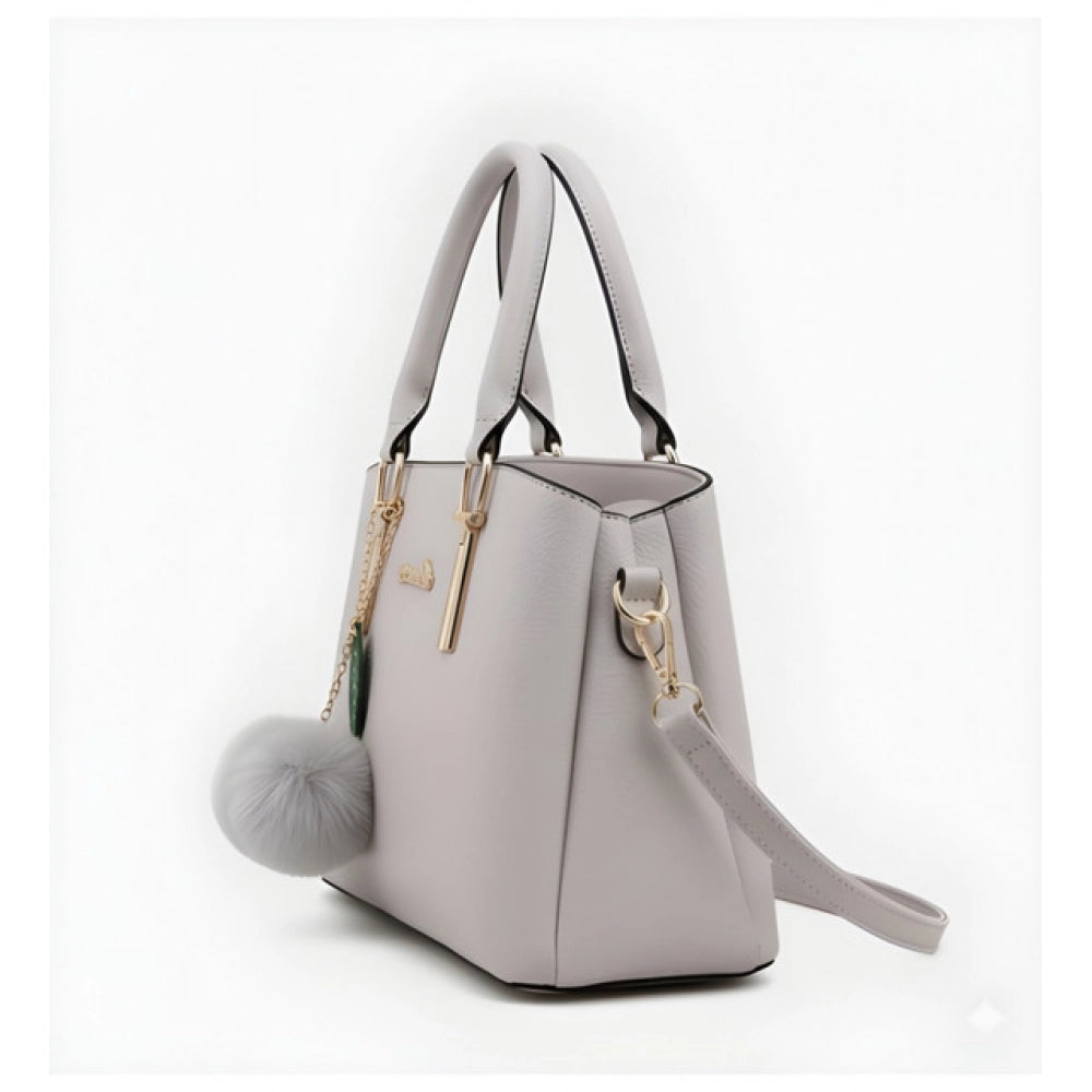 Women's Pu Leather Solid Shoulder Zipper Handbag — Grey · 1001