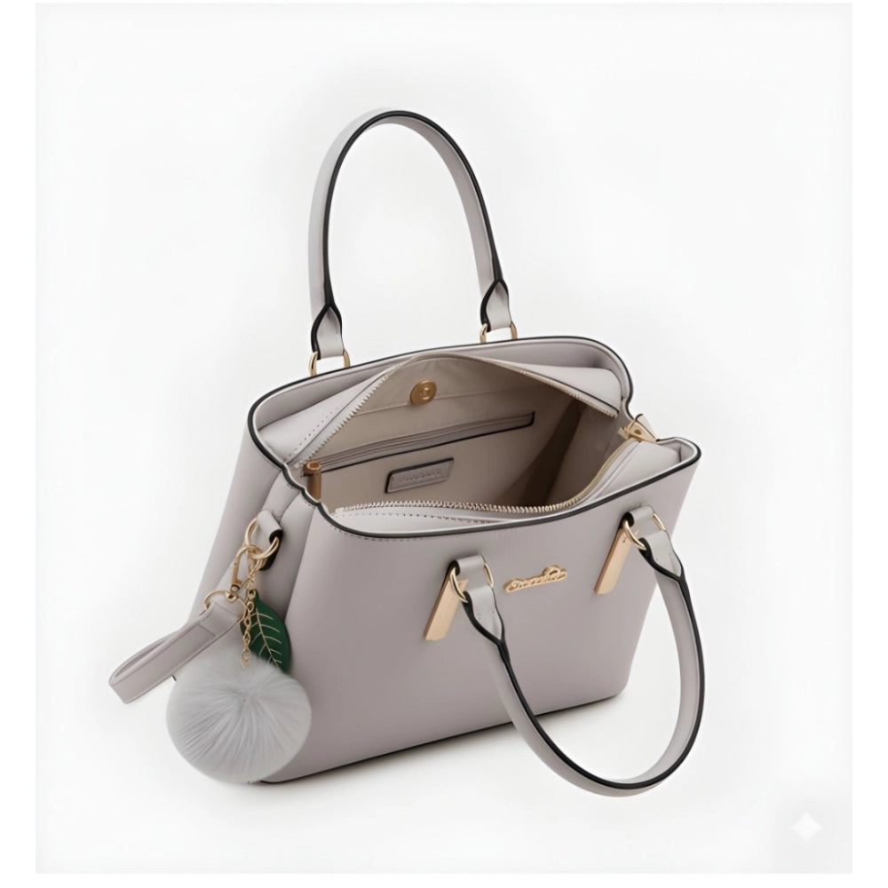 Women's Pu Leather Solid Shoulder Zipper Handbag — Grey · 1001