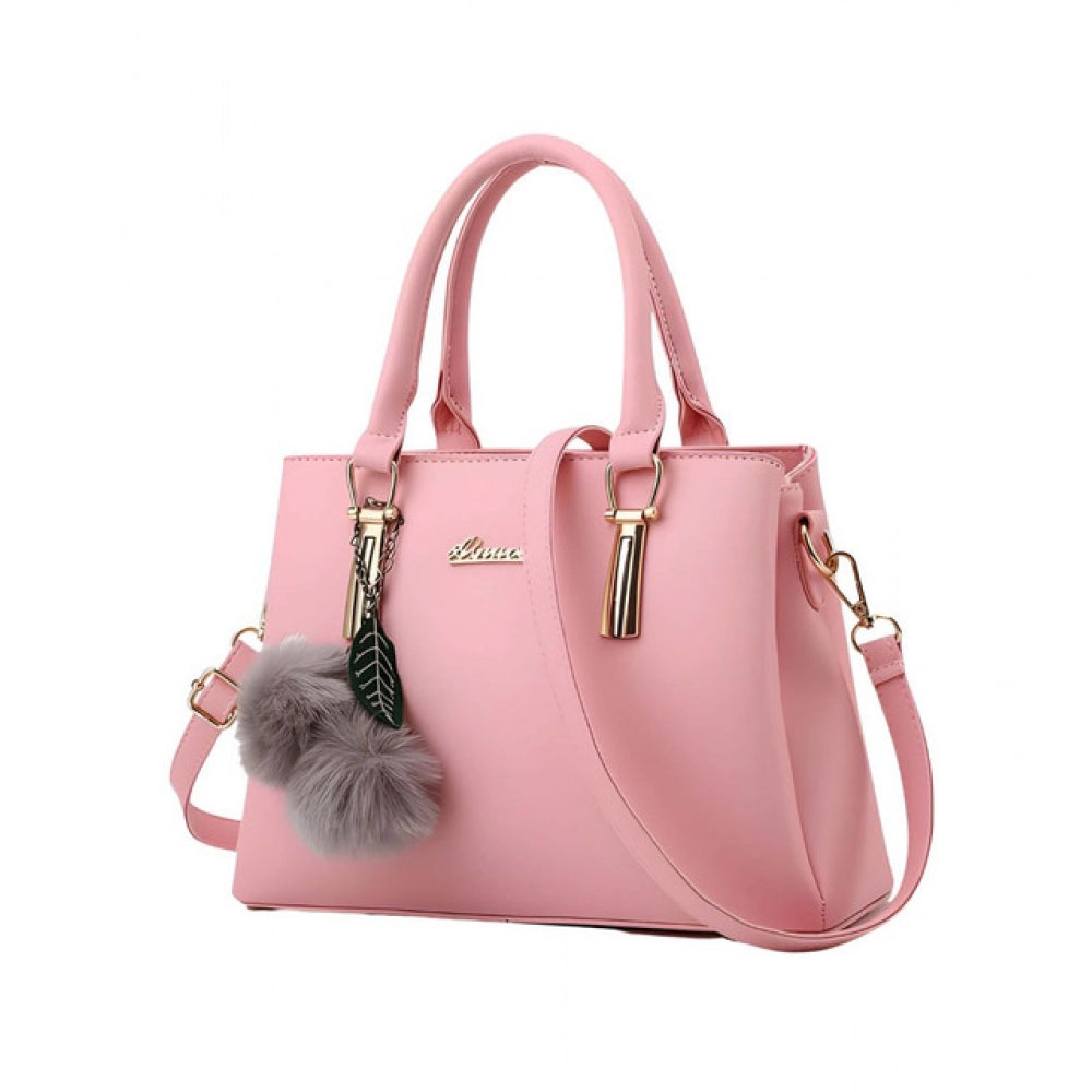 Women's Pu Leather Solid Shoulder Zipper Handbag — Pink · 1002