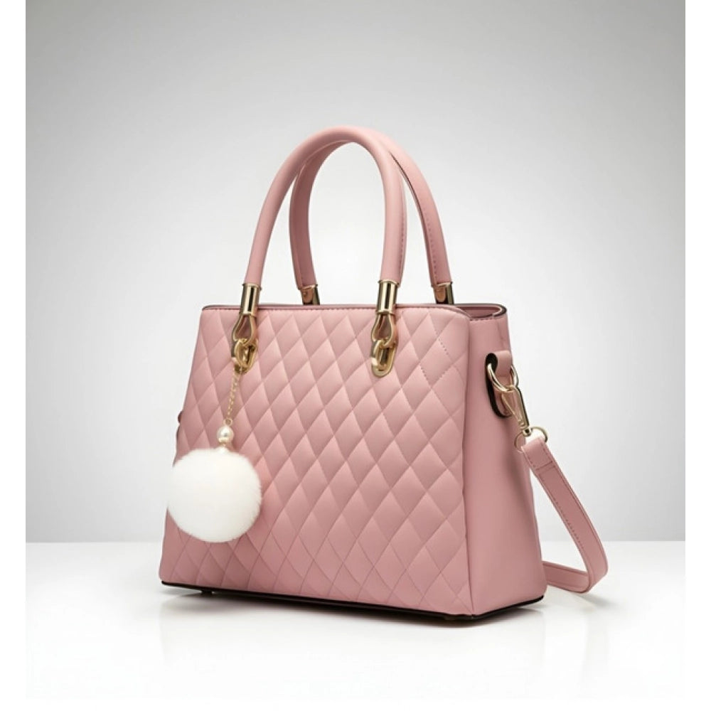 Women's Pu Leather Solid Shoulder Zipper Handbag — Pink · 1003