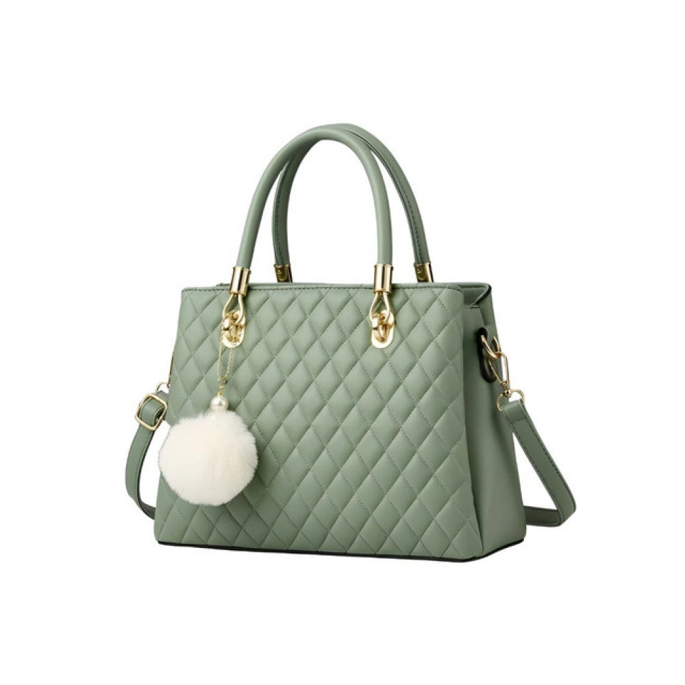 Women's Pu Leather Solid Shoulder Zipper Handbag — Green