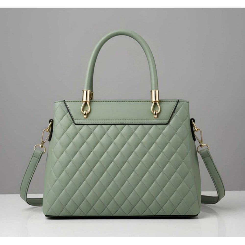 Women's Pu Leather Solid Shoulder Zipper Handbag — Green