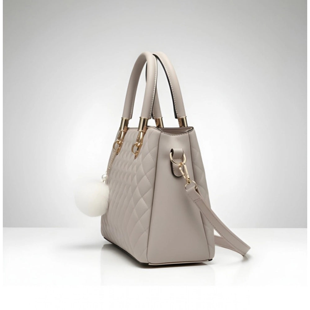 Women's Pu Leather Solid Shoulder Zipper Handbag — Grey · 1005