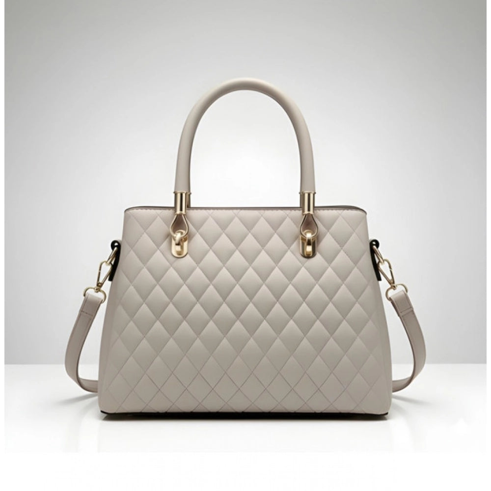 Women's Pu Leather Solid Shoulder Zipper Handbag — Grey · 1005
