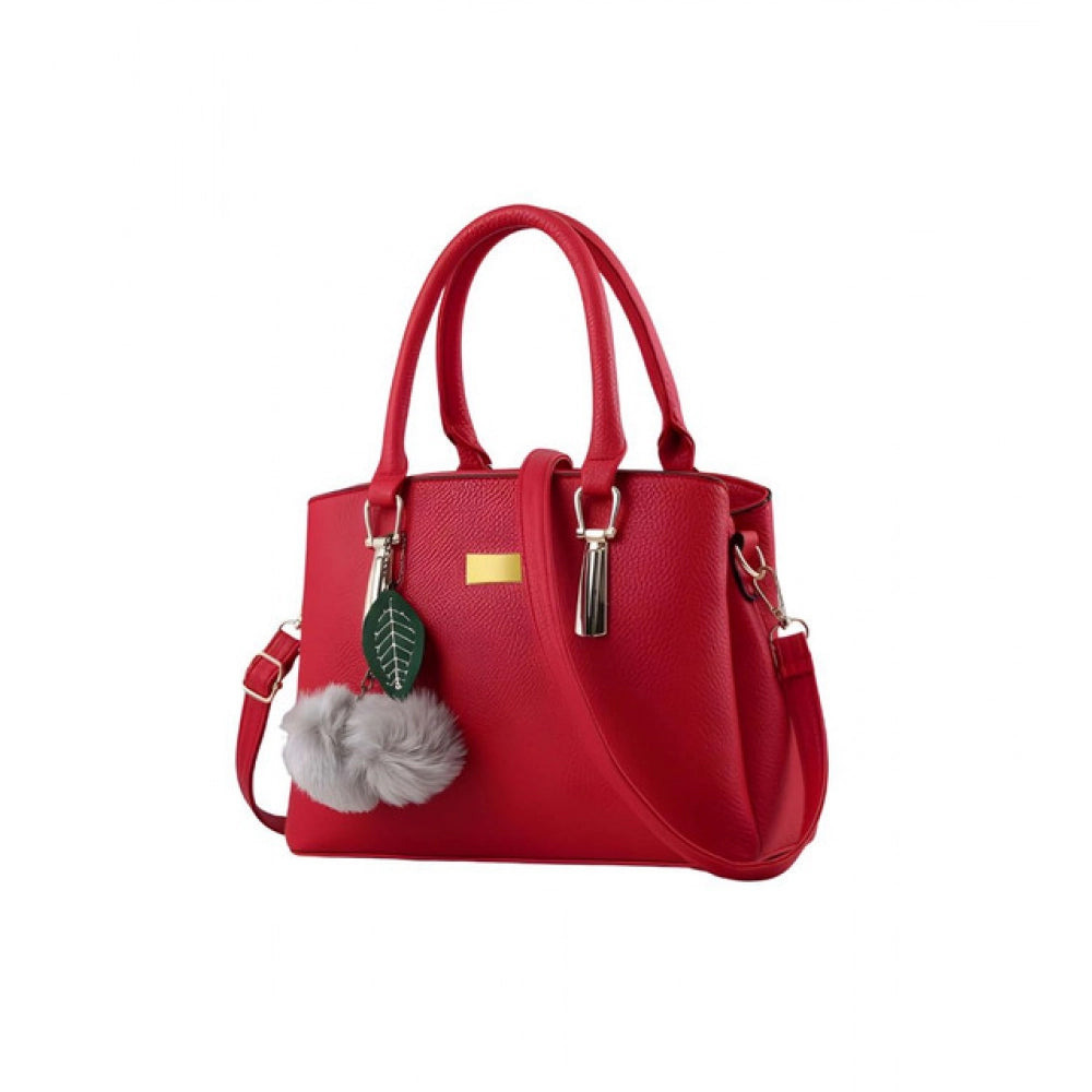 Women's Pu Leather Solid Shoulder Zipper Handbag — Red · 1006