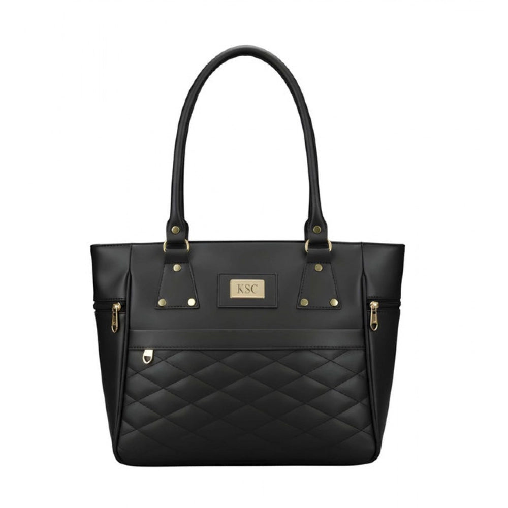 Women's Pu Leather Solid Shoulder Zipper Handbag — Black · 1012
