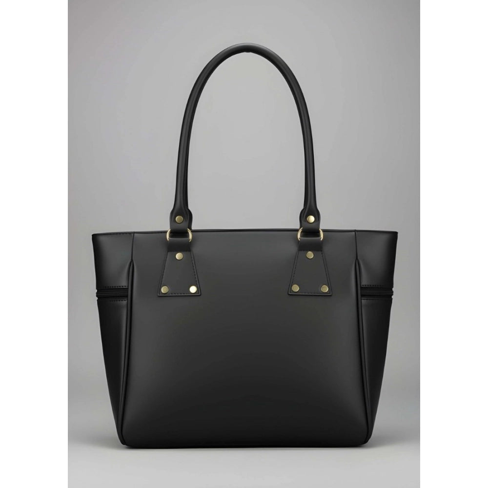 Women's Pu Leather Solid Shoulder Zipper Handbag — Black · 1012