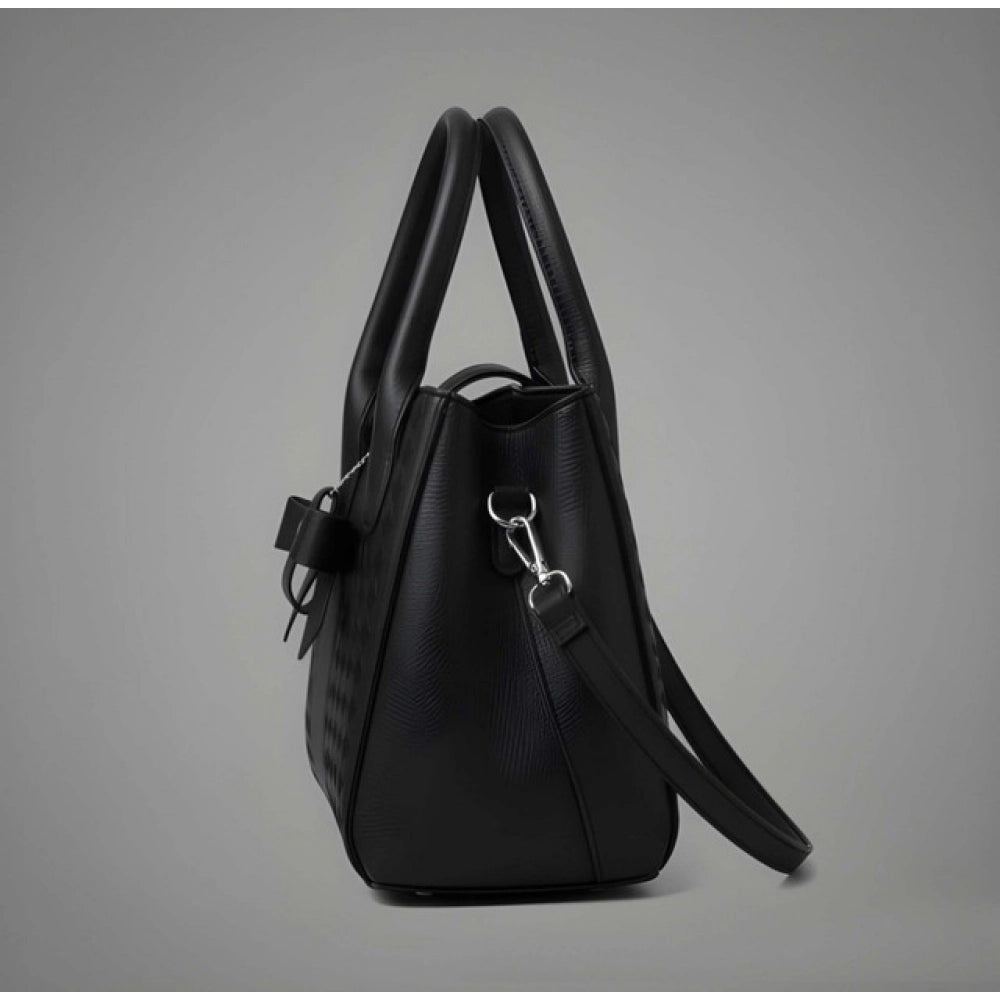 Women's Pu Leather Solid Shoulder Zipper Handbag — Black · 1013