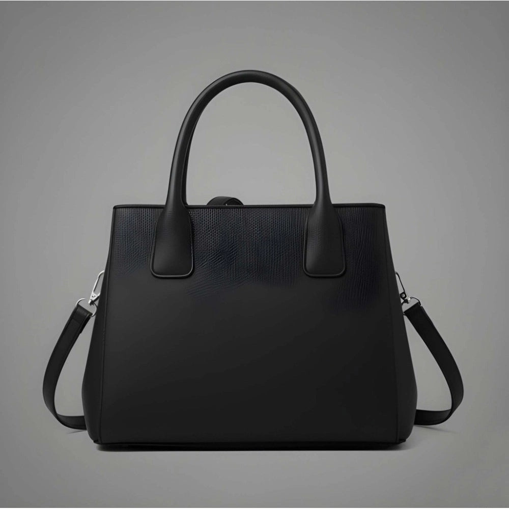 Women's Pu Leather Solid Shoulder Zipper Handbag — Black · 1013