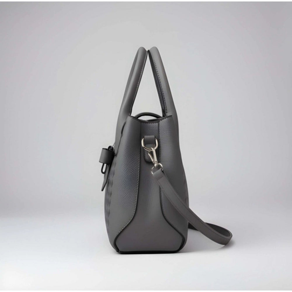 Women's Pu Leather Solid Shoulder Zipper Handbag — Grey · 1014