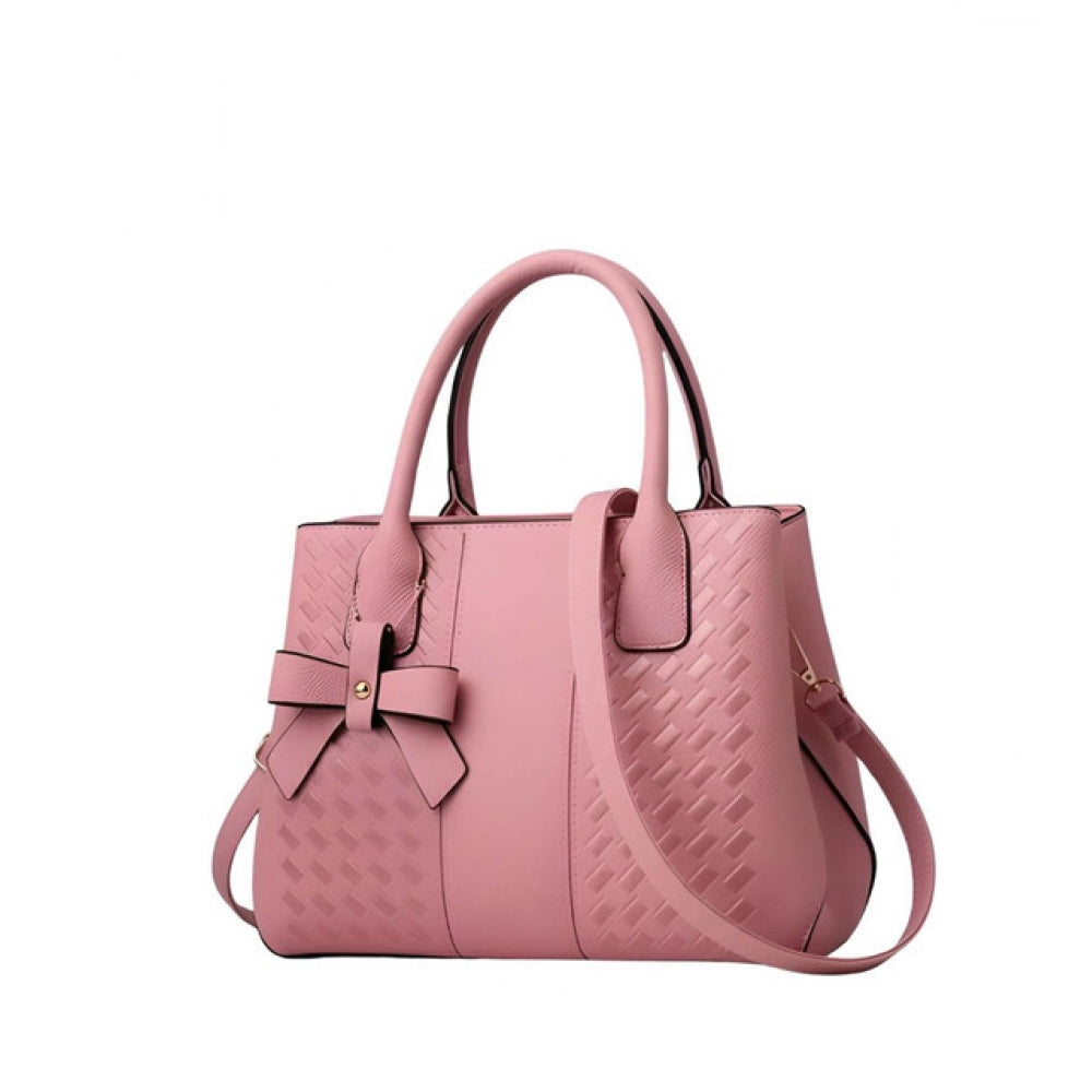 Women's Pu Leather Solid Shoulder Zipper Handbag — Pink · 1015