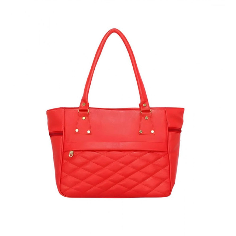 Women's Pu Leather Solid Shoulder Zipper Handbag — Red · 1016