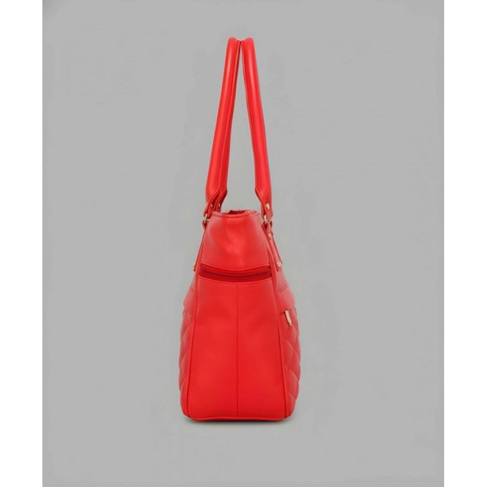Women's Pu Leather Solid Shoulder Zipper Handbag — Red · 1016