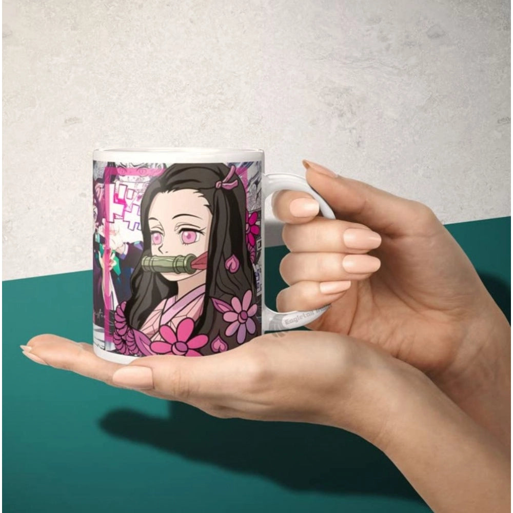 Anime Kamado Nezuko Ceramic Printed Coffee Mug — White