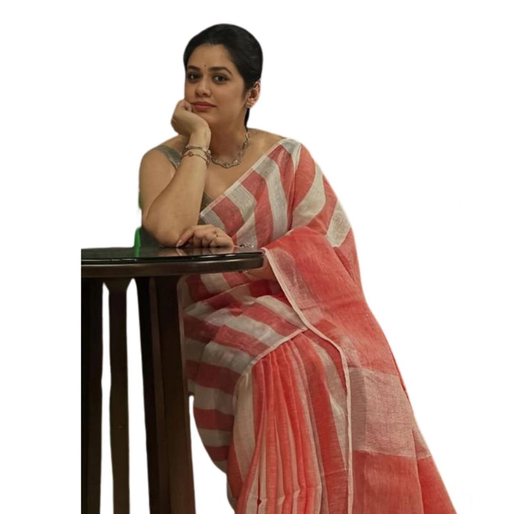Women's Linen Printed Saree · gWht