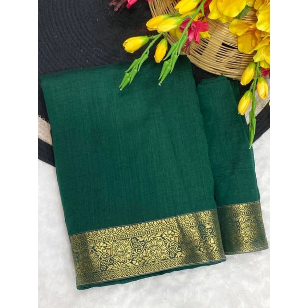 Women's Vichitra Silk Printed Saree — Green