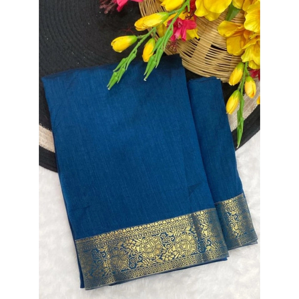 Women's Vichitra Silk Printed Saree — Rama
