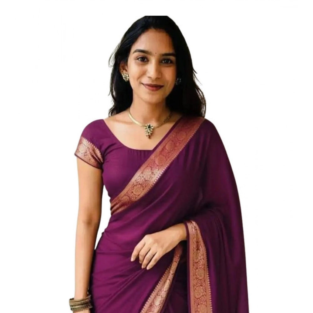 Women's Vichitra Silk Printed Saree — Wine