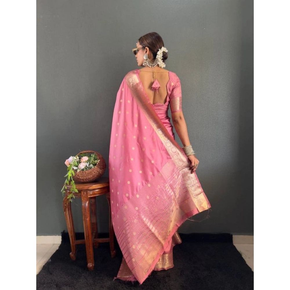 Women's Satin Printed Saree — Pink